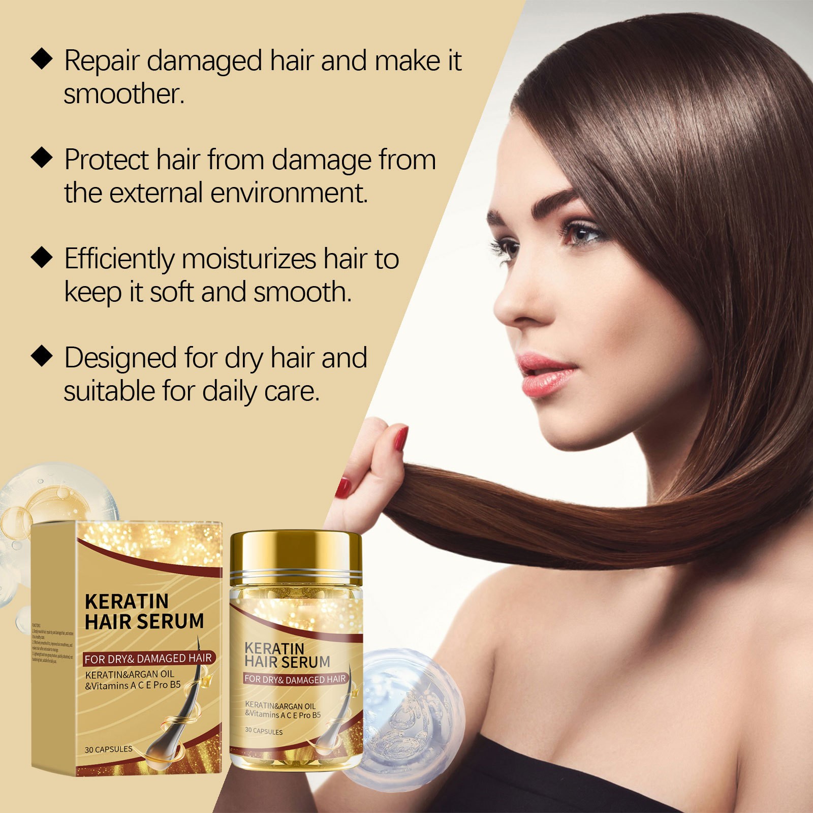 Hair Care Essence Oil - كبسولات ناعمة للعناية بالشعر بزيت الأرجان