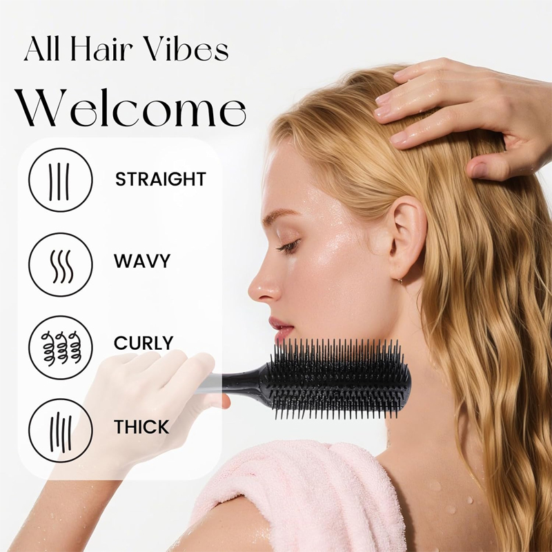 2 قطعة 9-صفوف وفك تشابك الشعر  - مراجعة Detangling Wide Comb وسعره