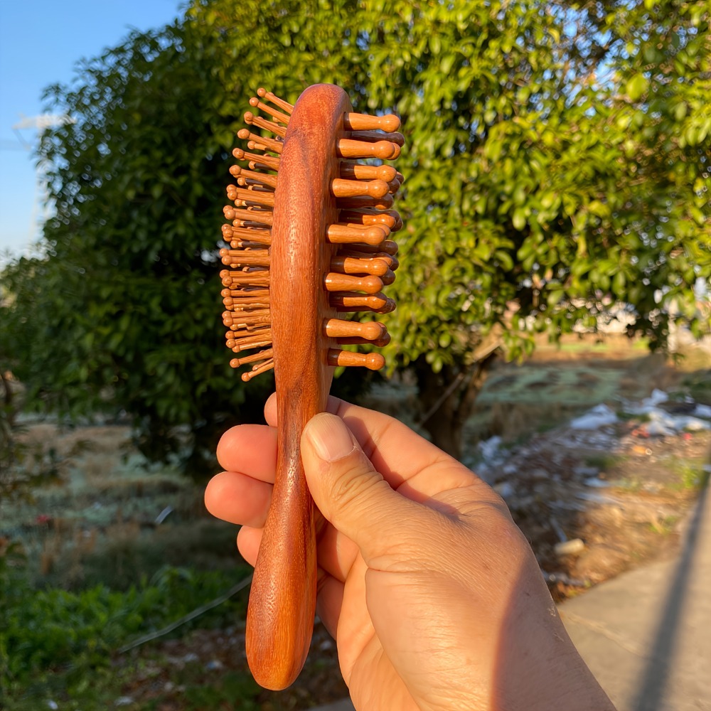 مشط خشب الصندل مزدوج الجوانب،  - مراجعة Detangling Wide Comb وسعره